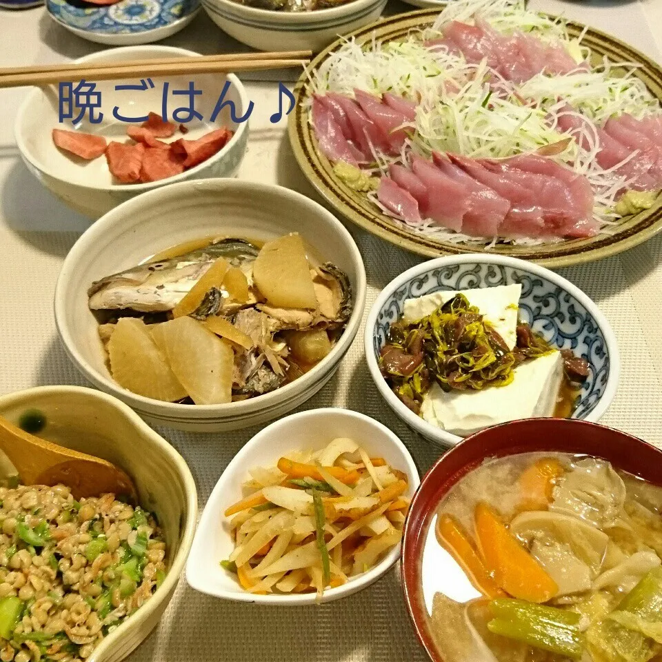 Snapdishの料理写真:今日の晩ごはん(フクラゲの刺身と…)|oomugiさん