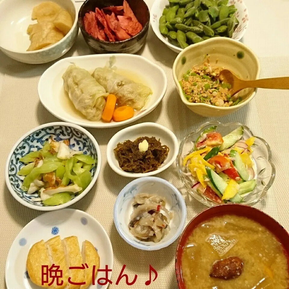 Snapdishの料理写真:今日の晩ごはん(ロールキャベツと…)|oomugiさん