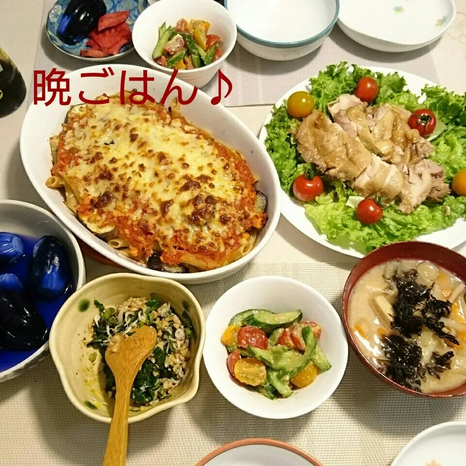 昨日の晩ごはん(ナスとペンネのミートグラタンと…)|oomugiさん