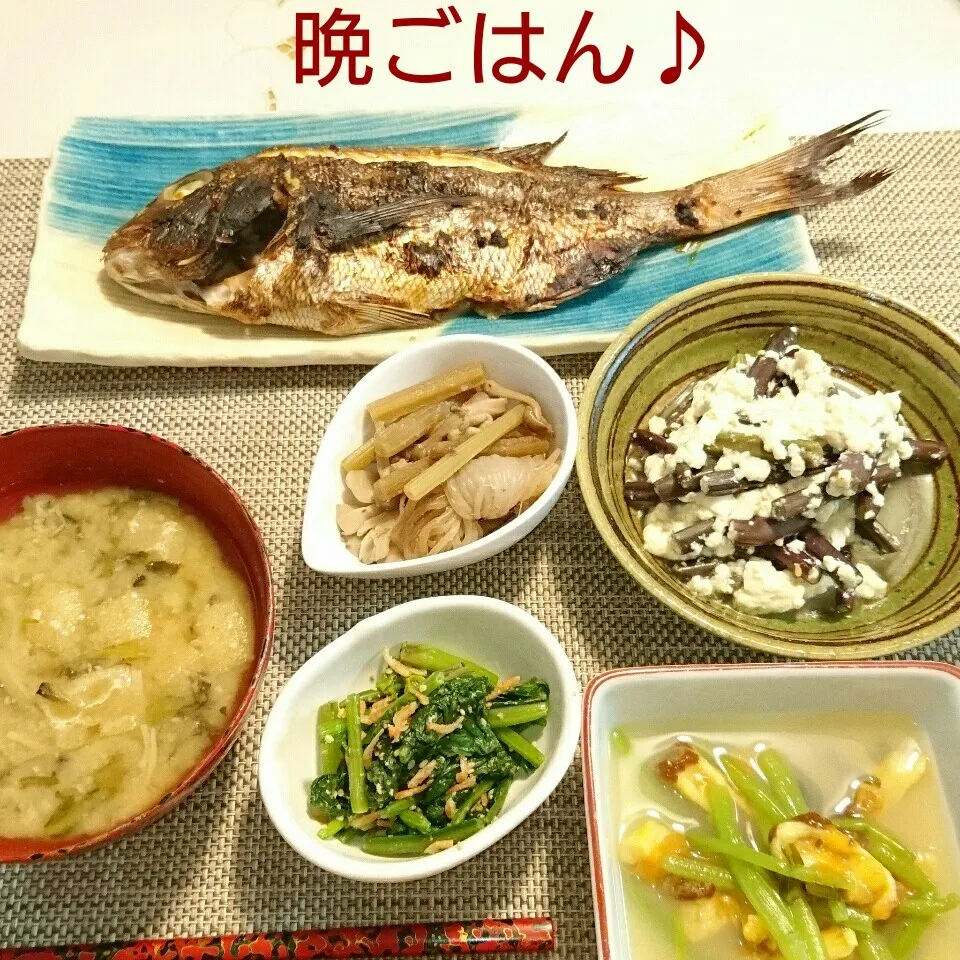 今日の晩ごはん(鯛の塩麹焼きと…)|oomugiさん