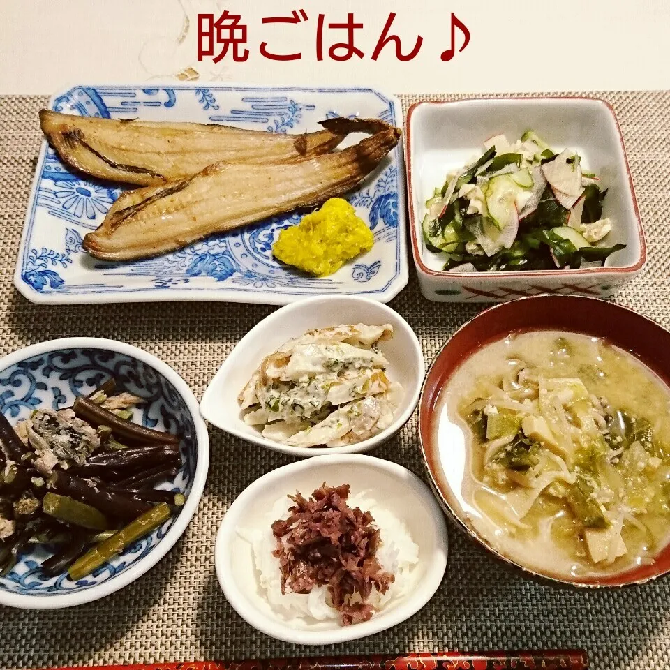 今日の晩ごはん(ホッケの一夜干しと…)|oomugiさん