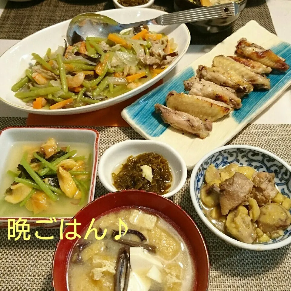 今日の晩ごはん(ミズの八宝菜と…)|oomugiさん