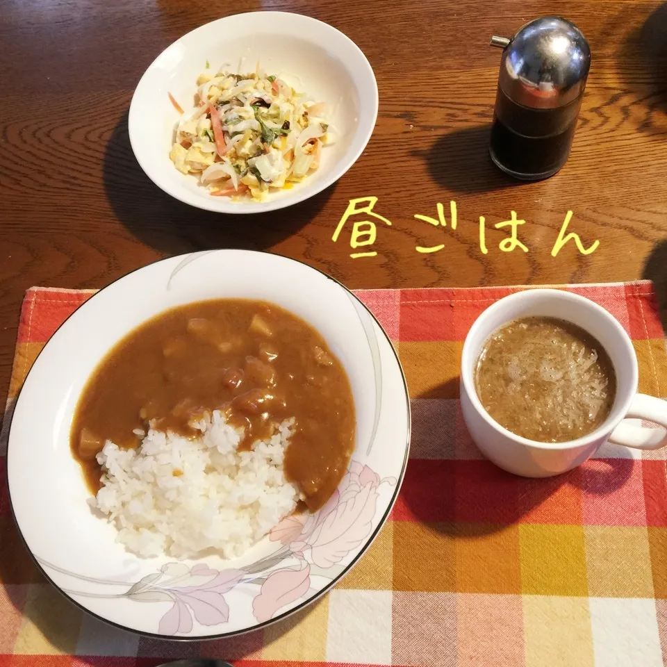 Snapdishの料理写真:カレーライス、オニオンスープ、サラダ|yakinasuさん