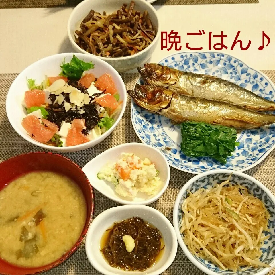 今日の晩ごはん(イワシの丸干しと…)|oomugiさん