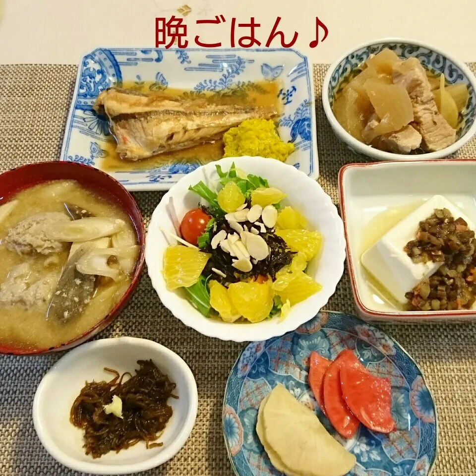 今日の晩ごはん(かながしらの味噌煮と…)|oomugiさん