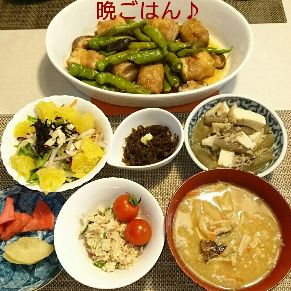 今日の晩ごはん(厚揚げの肉巻きステーキと…)|oomugiさん