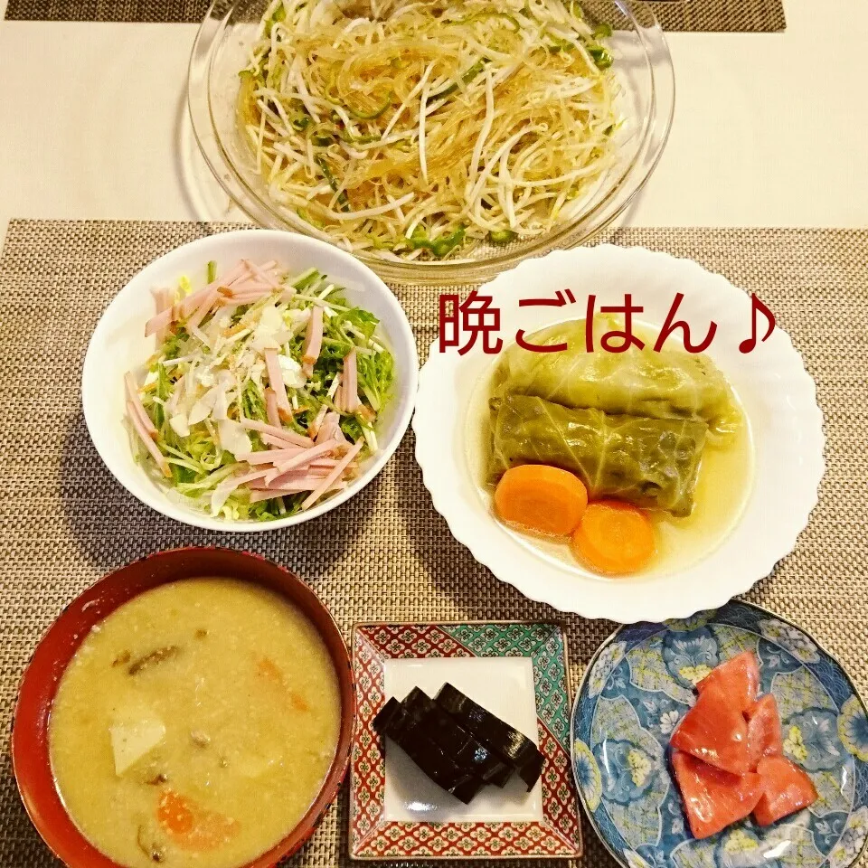 Snapdishの料理写真:今日の晩ごはん(ロールキャベツと…)|oomugiさん