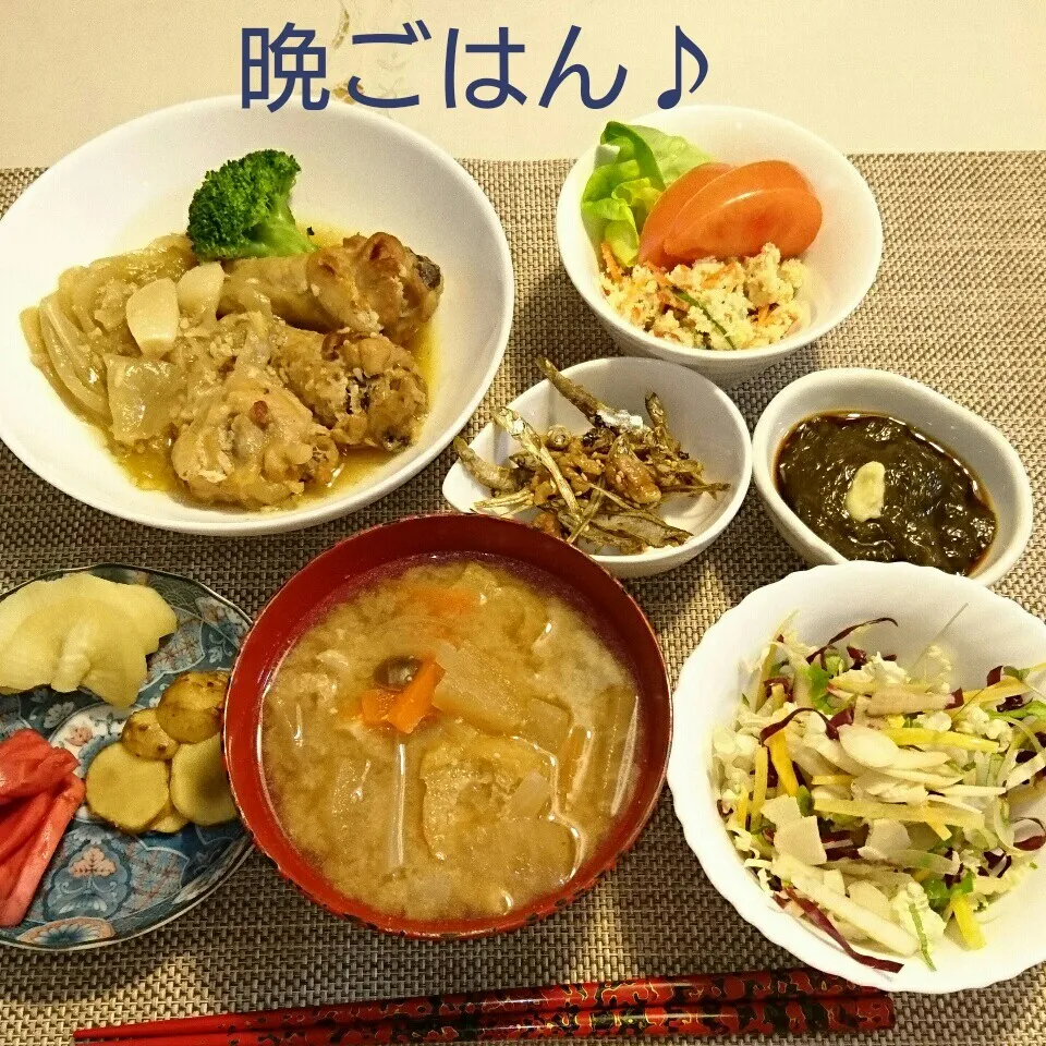 今日の晩ごはん(手羽元の塩麹グリルと…)|oomugiさん