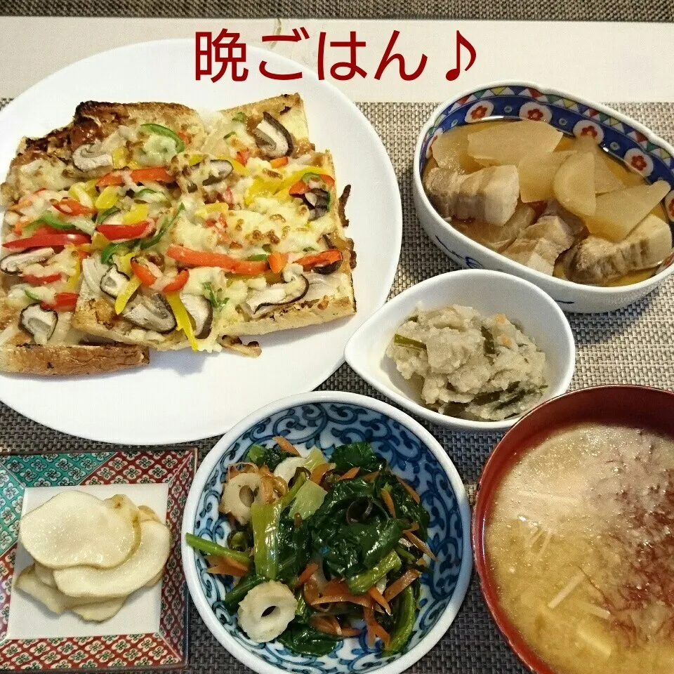 今日の晩ごはん(油揚げの和風ピザと…)|oomugiさん