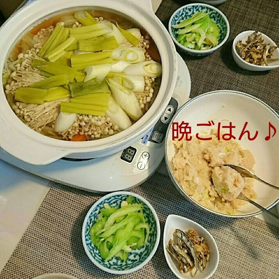 Snapdishの料理写真:今日の晩ごはん(鶏団子鍋と…)|oomugiさん