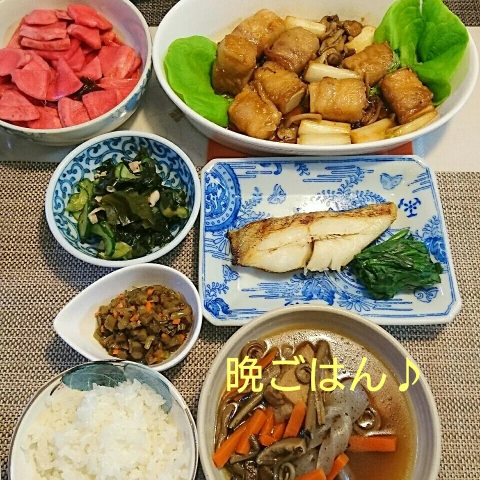 今日の晩ごはん(厚揚げの肉巻きステーキと…)|oomugiさん