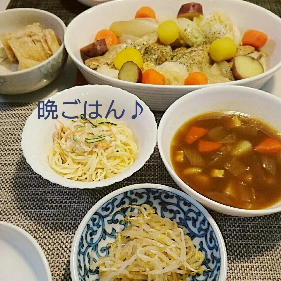 Snapdishの料理写真:今日の晩ごはん(鶏モモ肉の塩レモン焼きと…)|oomugiさん