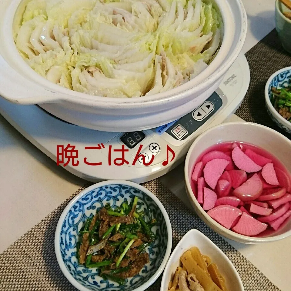 今日の晩ごはん(白菜と豚バラのミルフィーユ 鍋と…)|oomugiさん