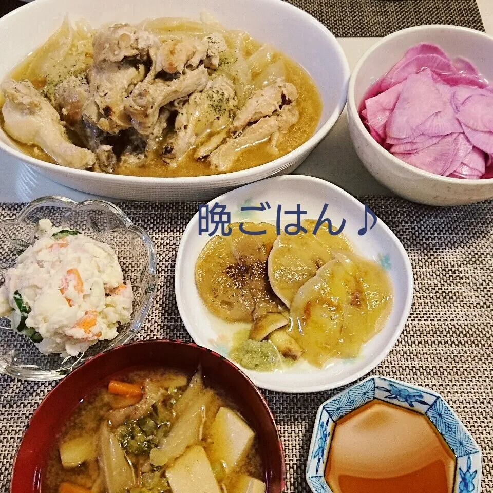 今日の晩ごはん(手羽元の塩麹グリルと…)|oomugiさん