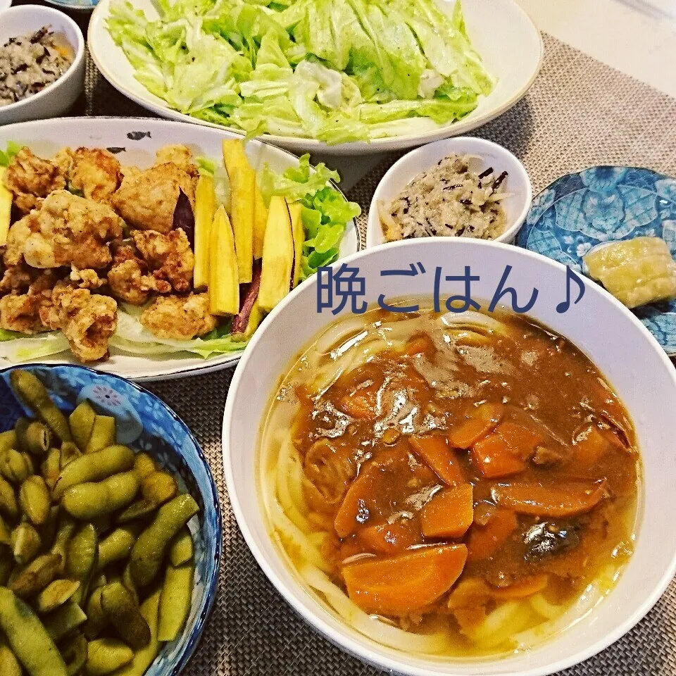 今日の晩ごはん(カレーうどんと…)|oomugiさん