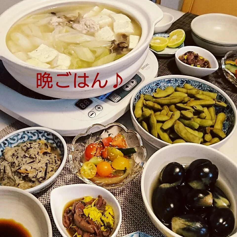 Snapdishの料理写真:今日の晩ごはん(鶏鍋と…)|oomugiさん