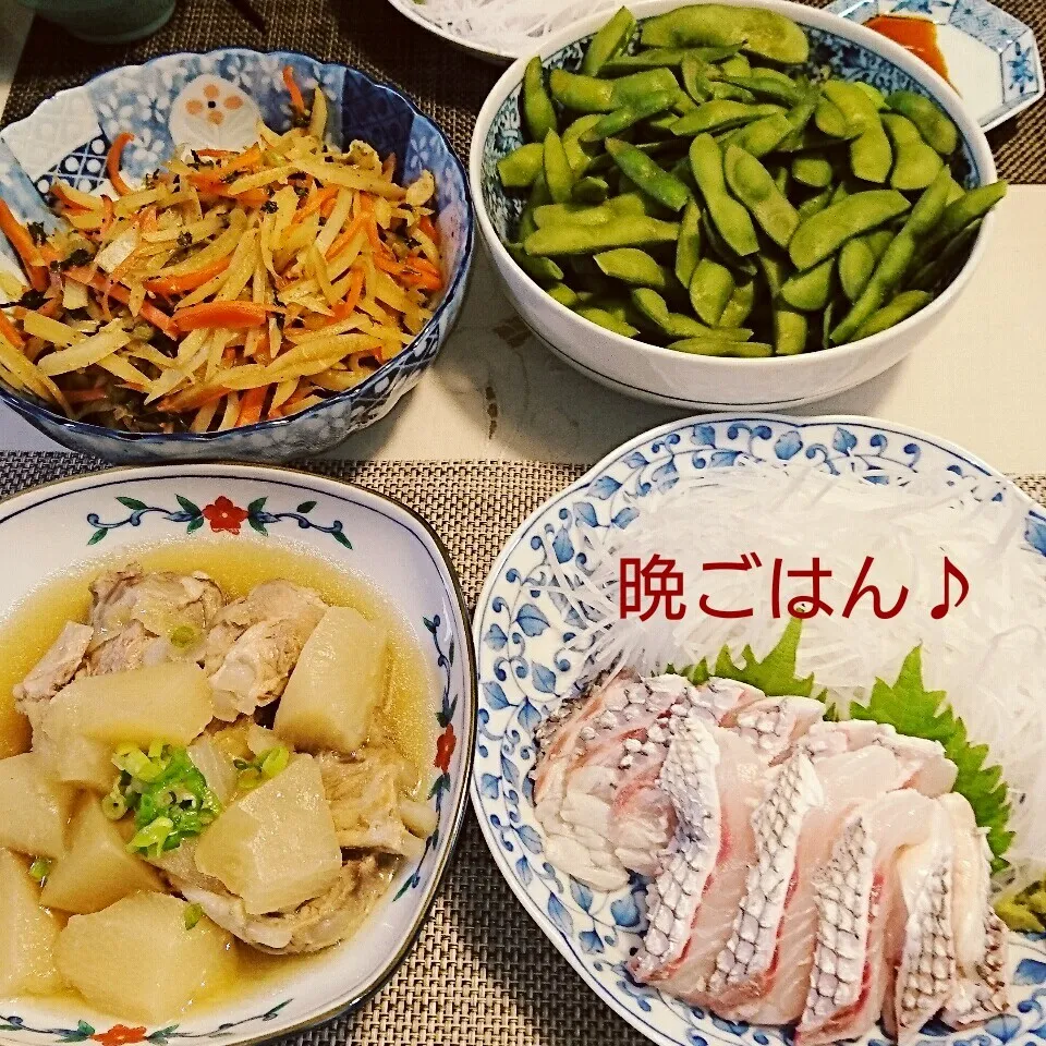 今日の晩ごはん(鯛のお刺身と…)|oomugiさん