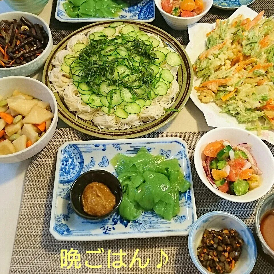 Snapdishの料理写真:今日の晩ごはん(天ぷらと…)|oomugiさん