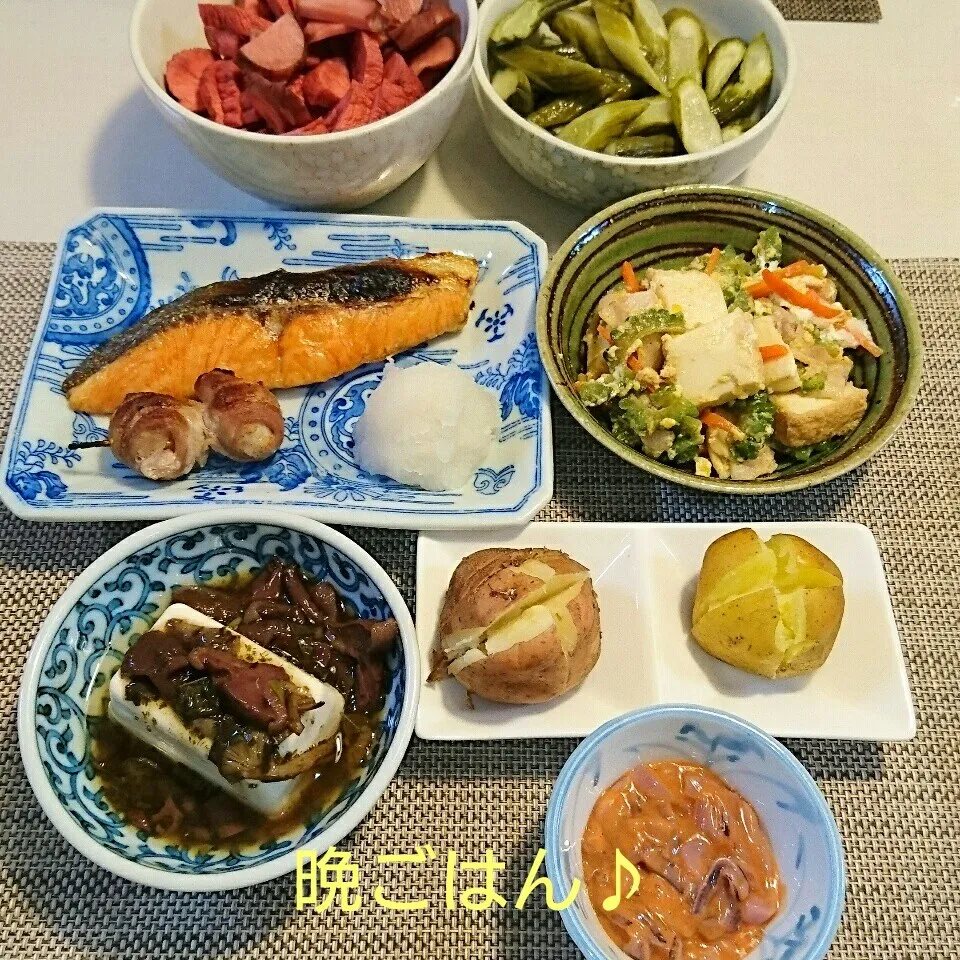 今日の晩ごはん(鮭と…)|oomugiさん