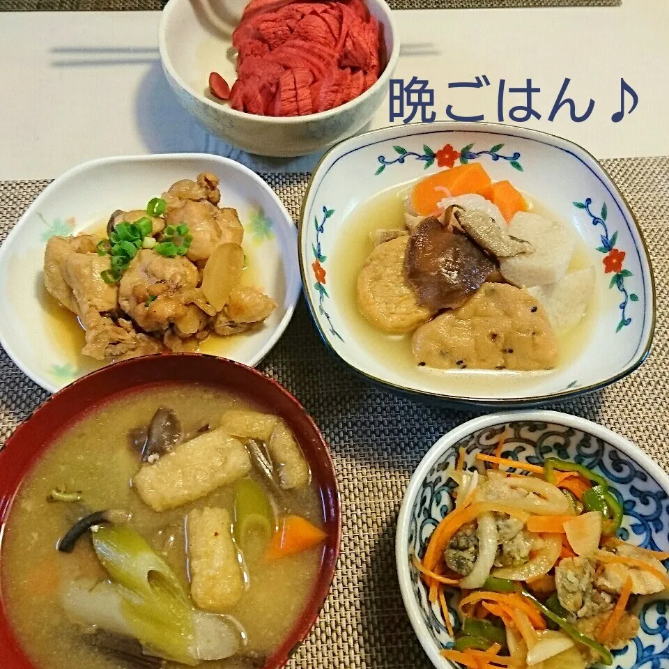 今日の晩ごはん(手羽先のさっぱり煮と…)|oomugiさん