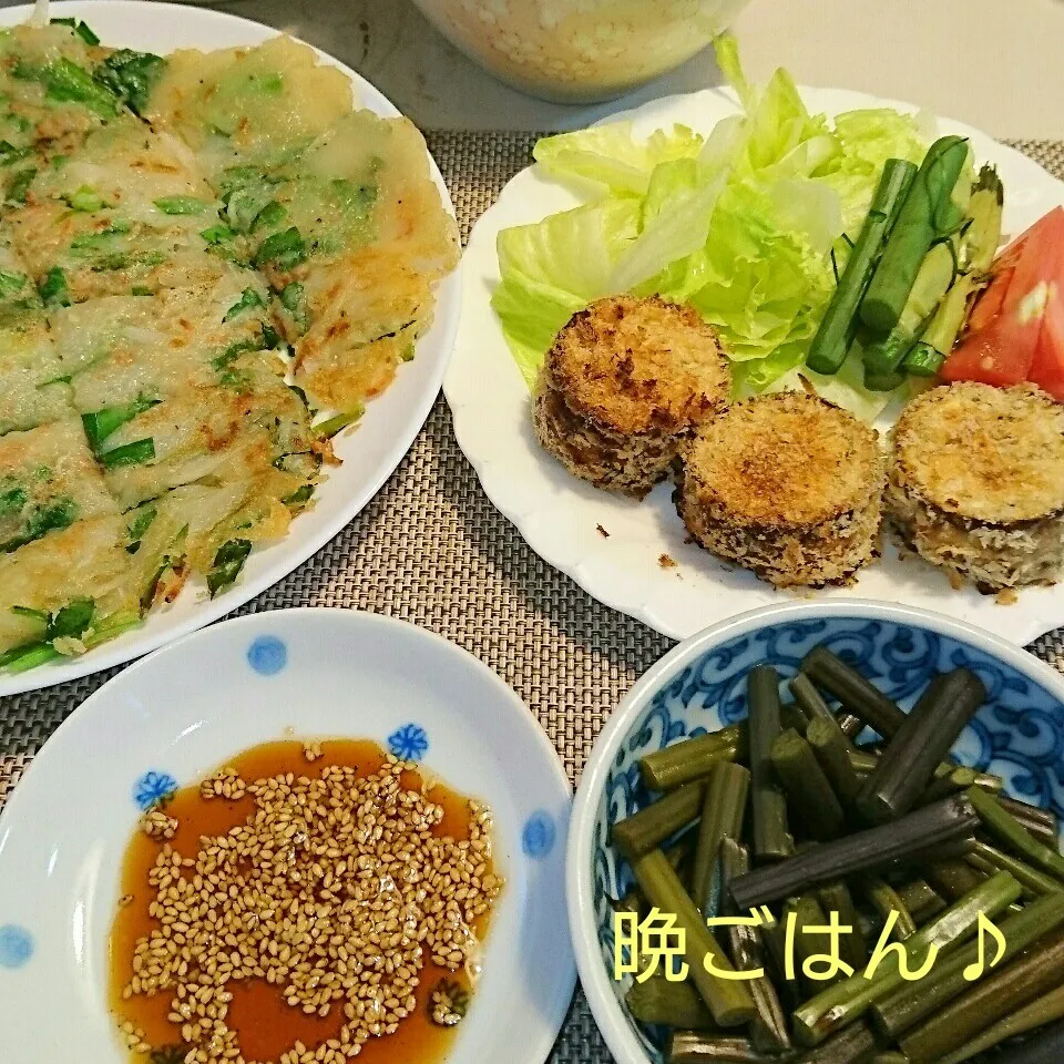 今日の晩ごはん(ナスのはさみ揚げと…)|oomugiさん