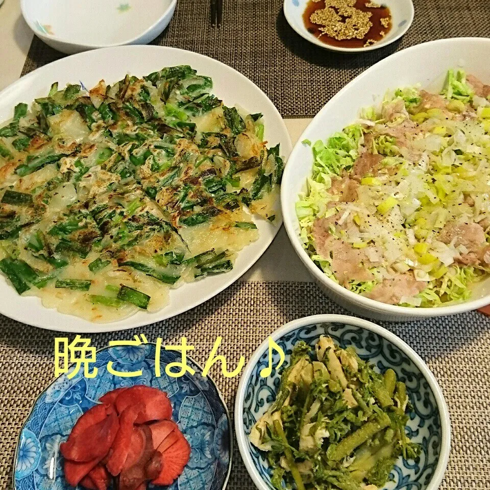 今日の晩ごはん(ニラチヂミと…)|oomugiさん