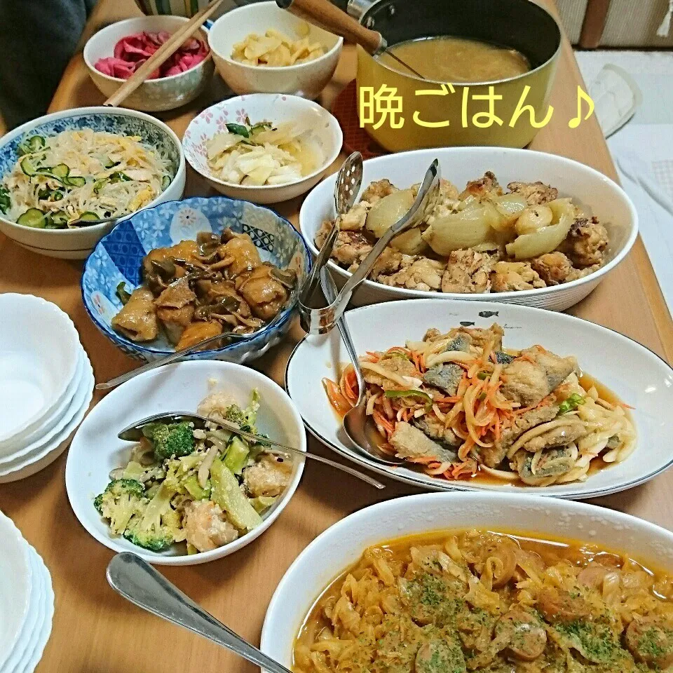 Snapdishの料理写真:今日の晩ごはん(大家族仕様♪)|oomugiさん