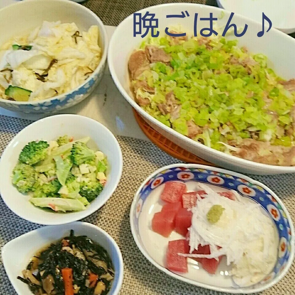 今日の晩ごはん(豚しゃぶのネギ蒸しと…)|oomugiさん