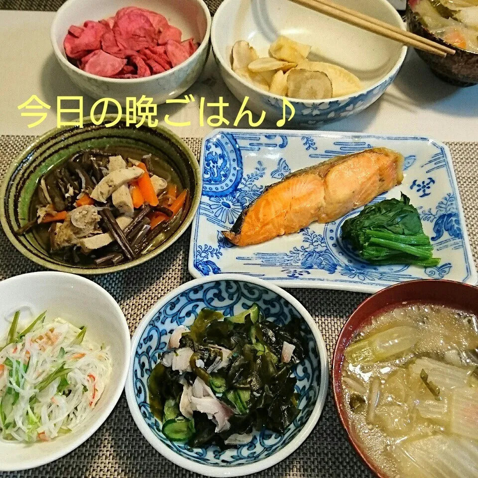 Snapdishの料理写真:今日の晩ごはん(塩鮭と…)|oomugiさん