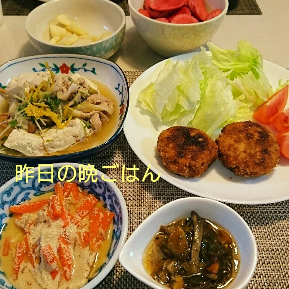 昨日の晩ごはん(キャベツメンチカツと…)|oomugiさん