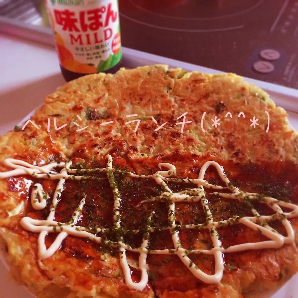 Snapdishの料理写真:ヘルシーお好み焼き(*^^*)|ぐらちんだよ（gurarinco)さん