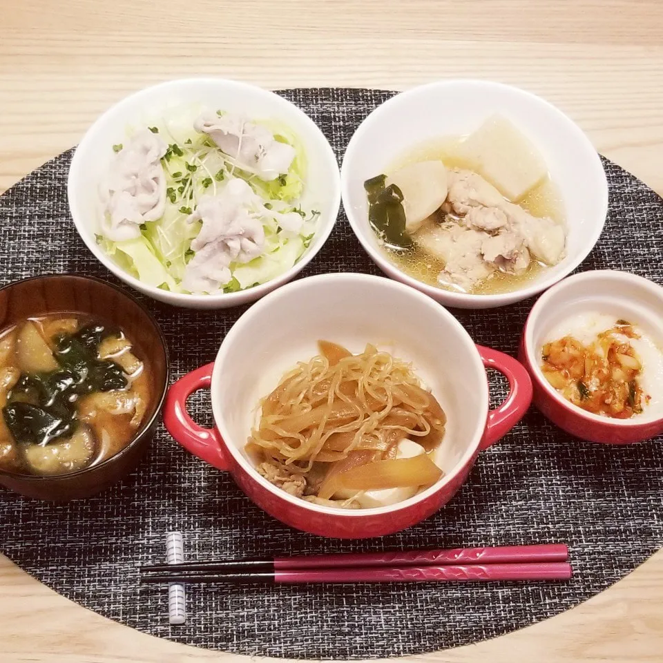 Snapdishの料理写真:肉豆腐&鶏手羽元と大根の白だし煮|Yuk@さん