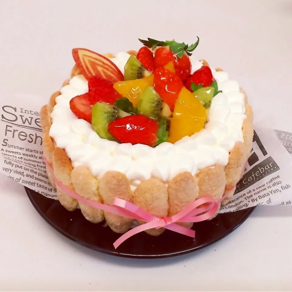 定番シャルロットフルーツデコレーションケーキ#クリスマス#クリスマスケーキ#シャルロットケーキ|☆KUMIKO☆さん