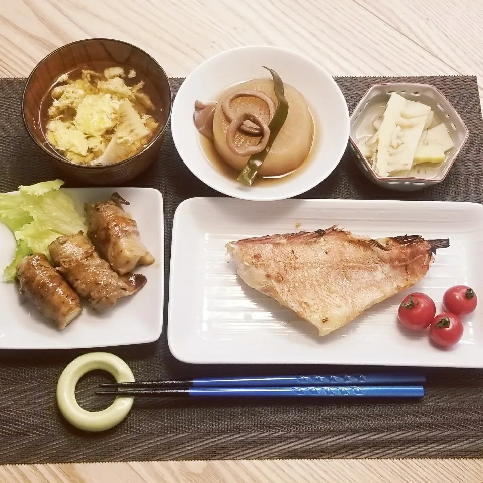 Snapdishの料理写真:金目の味噌漬けと筍の定食|Yuk@さん