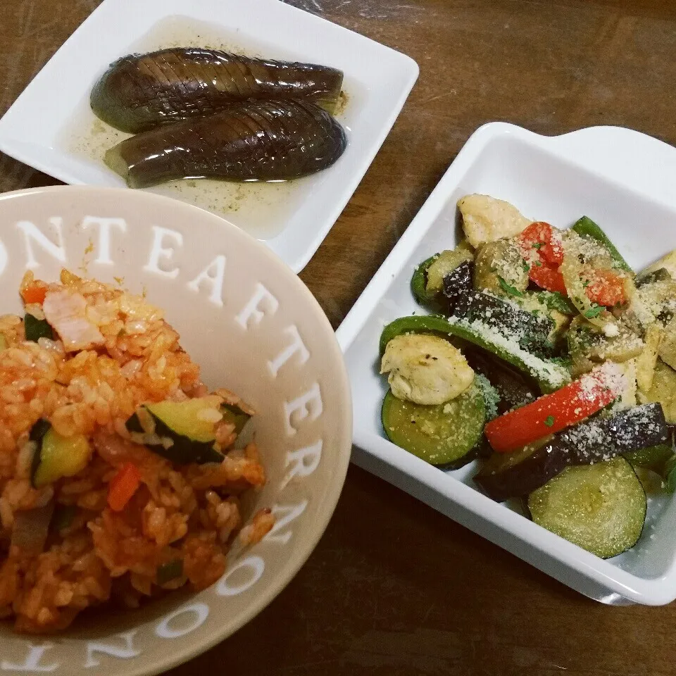 鶏ささみと夏野菜のカレー粉チーズ焼き|Yuk@さん