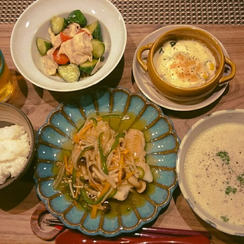 Snapdishの料理写真:カレイの野菜あんかけの晩御飯|しんのすけさん