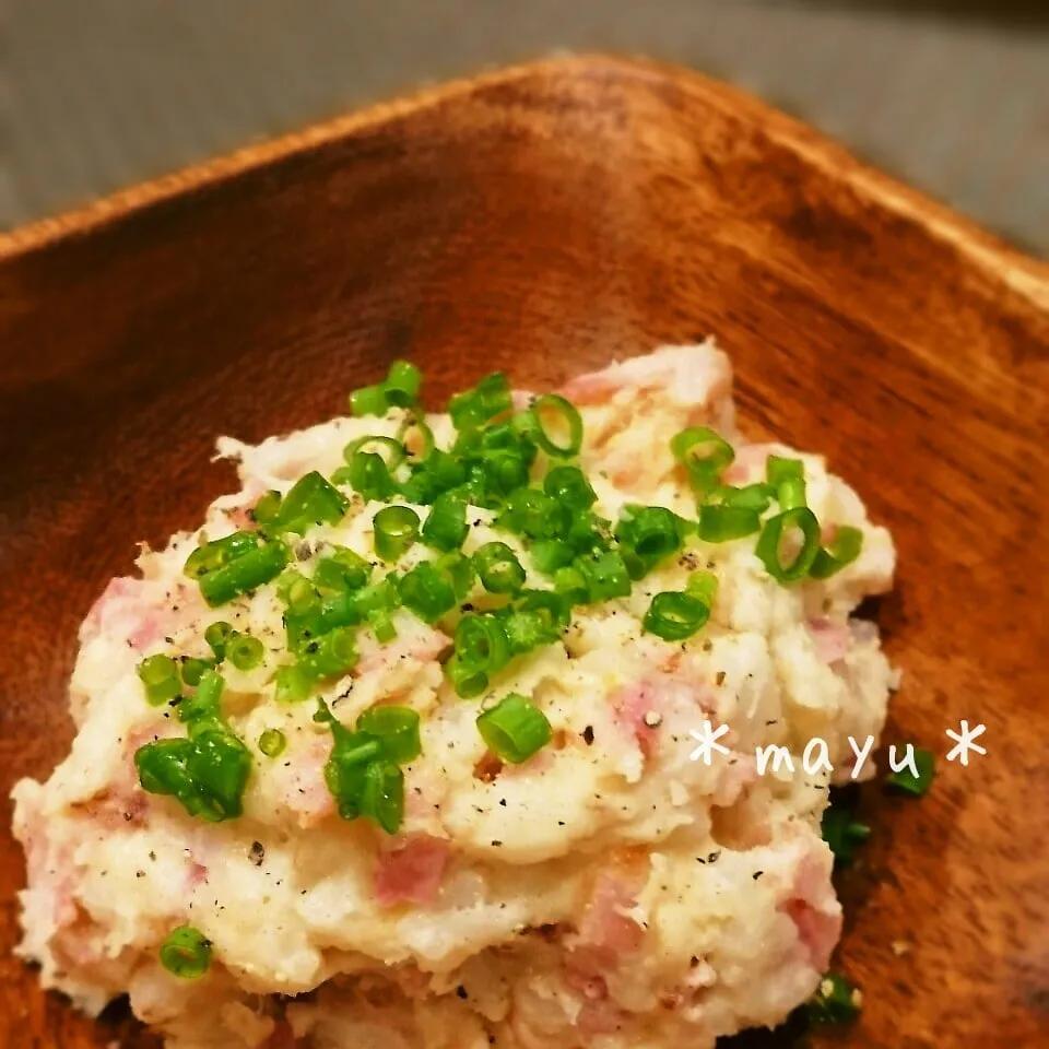 Snapdishの料理写真:レンジで♡長芋とカリカリベーコンでねっとり和風ポテトサラダ♡|しんのすけさん