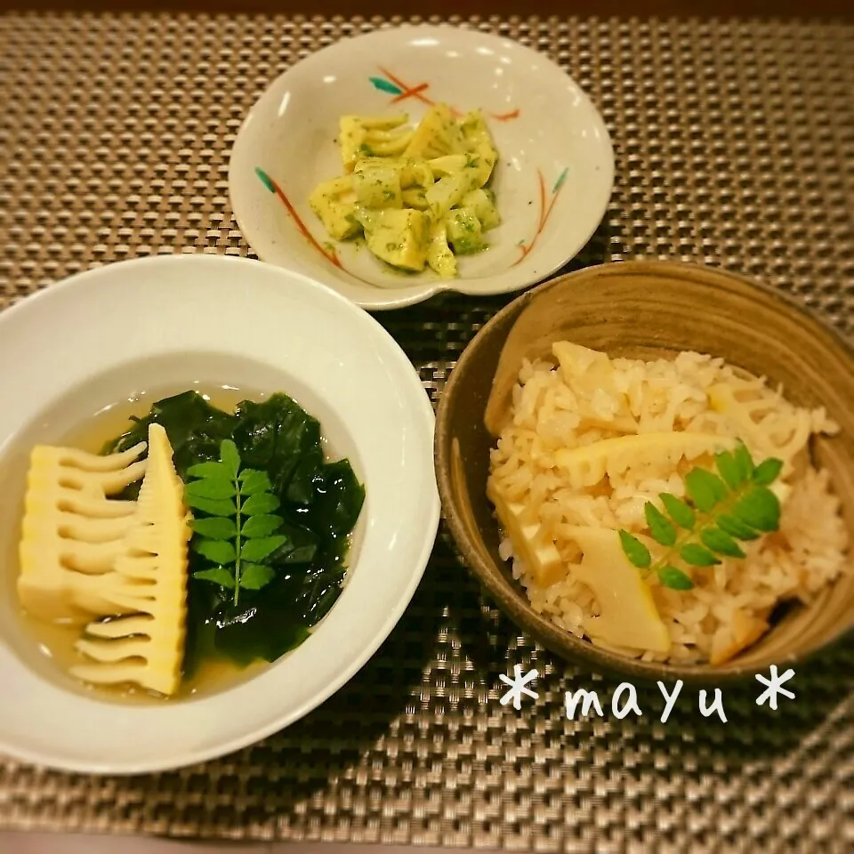 Snapdishの料理写真:たけのこ食べきり晩ごはん♡|しんのすけさん