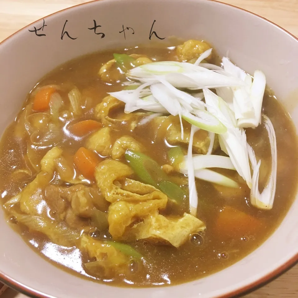 カレーの残りをカレー南蛮‼️ようするに、カレーうどんです。|せんちゃんさん