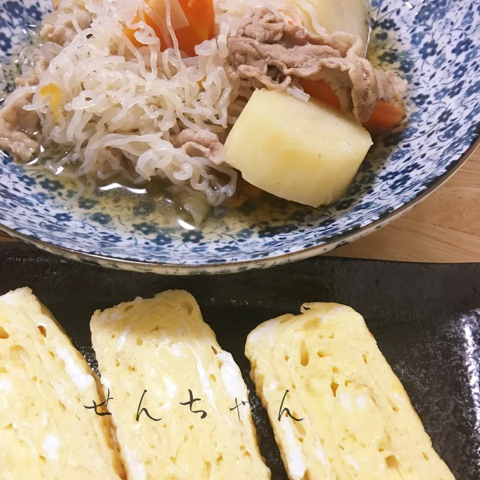 Snapdishの料理写真:だし巻き玉子と肉じゃが❣️💖|せんちゃんさん