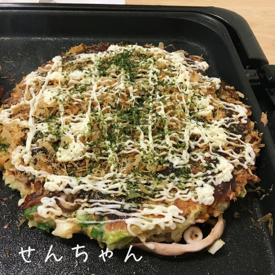 Snapdishの料理写真:イカ豚のお好み焼き〜〜‼️❤️|せんちゃんさん