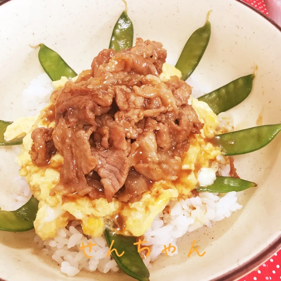 Snapdishの料理写真:スタミナ玉子とじ丼☆〜（ゝ。∂）⭐️‼️❤️|せんちゃんさん