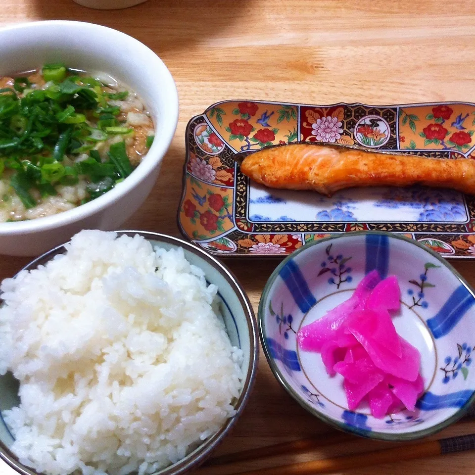 シャケ塩焼きときつねうどん定食|せんちゃんさん