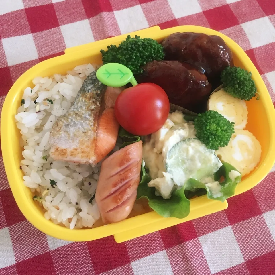 Snapdishの料理写真:ハンバーグと焼き鮭のお弁当♡|nanaoさん