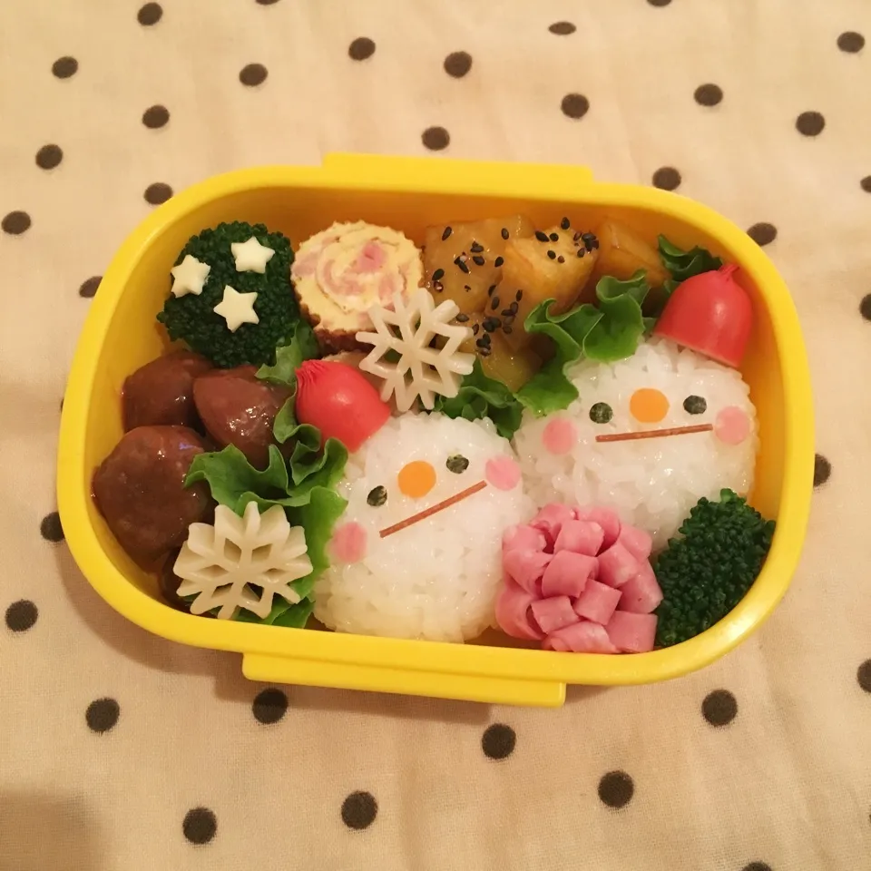 ツインズスノーマンのキャラ弁当♡|nanaoさん