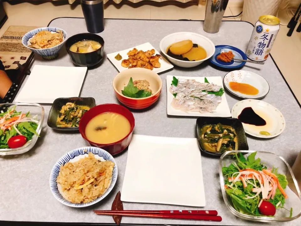 初めて釣った太刀魚の炙り
たくさん釣れた小アジのなめろう
炊き込みご飯
あげない唐揚げwith柚子胡椒
ふろふき大根with柚子味噌|haacomさん