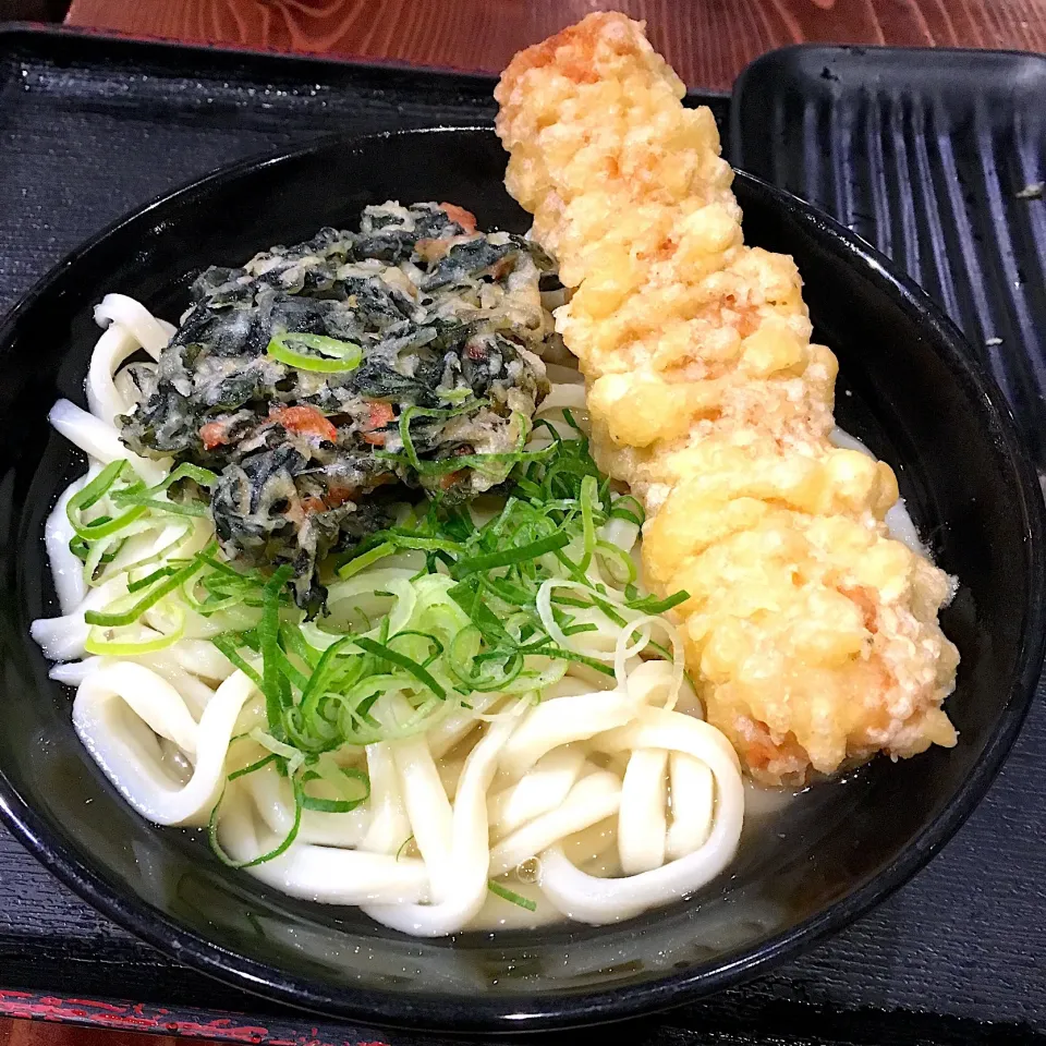 ワカメと小エビのかき揚げとちくわ天のせかけうどん@東京麺通団(新宿)|yoooochanさん