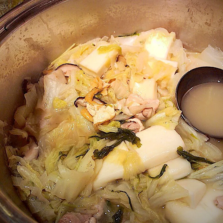 ダイエットを決意し、鶏白湯鍋🍲！ちょっと味薄めの野菜たっぷり鍋…！|ほのみさん