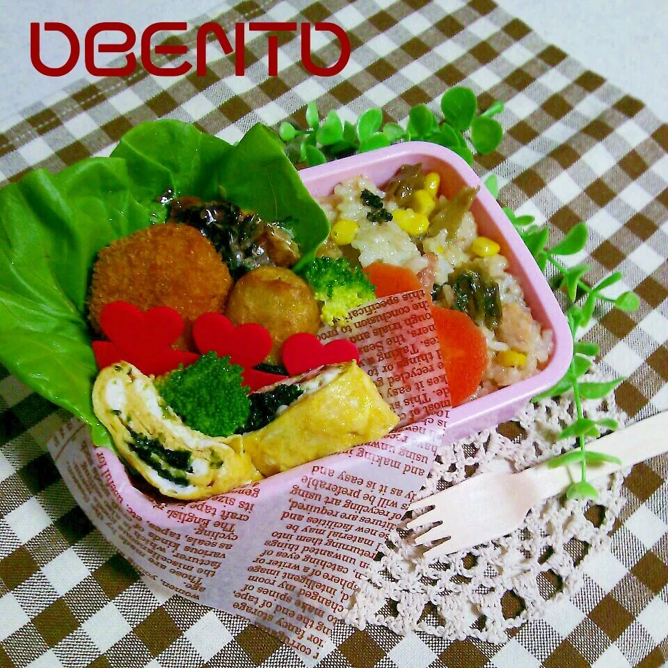 (o^－^o)  高菜チャーハンのお弁当!!|cafechanさん