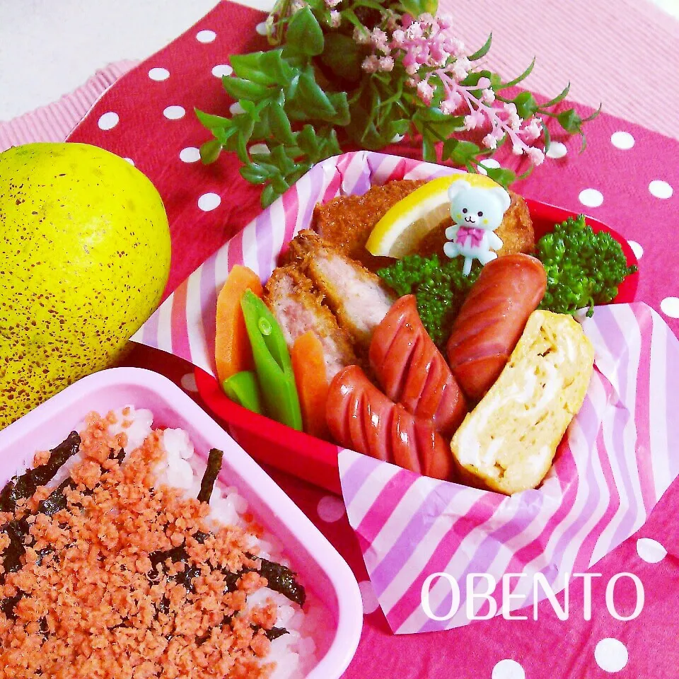 o(*⌒O⌒)ｂ ありあわせのお弁当 (笑)♪|cafechanさん